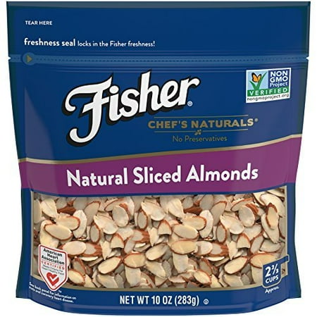 - Fisher Sliced Almonds, Non-GMO, No Preservatives, Heart Healthy, 10 oz
