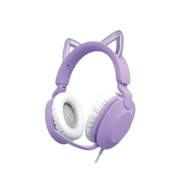 Cat Ear Wired LED Light Up Gaming Headset with Adjustable Microphone - Compatible with PCs, Smart Phone and Gaming Systems