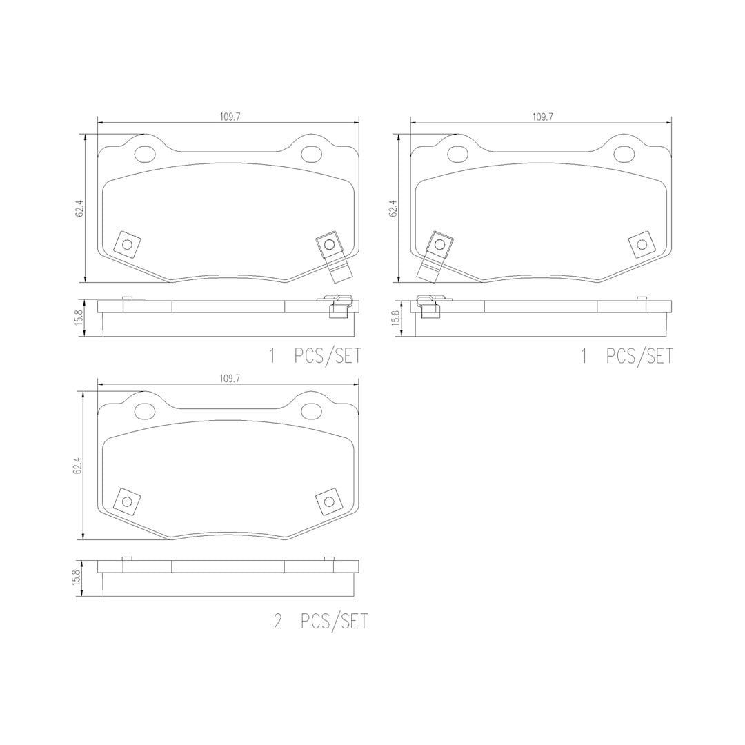 Brembo P10090; Brake Pad; FMSI Number D1718-8943; Low-Metallic; Set Of 4; With Pad Wear Sensor