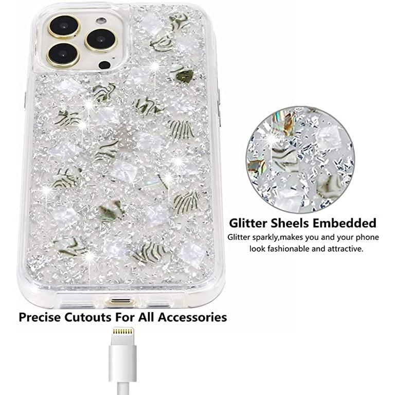 Glitter Case for iPhone 13 Pro, Clear Sparkly Bling Shockproof Heavy Duty Phone  Case for Apple iPhone 13 Pro for Women Girls, Crystal Silver 