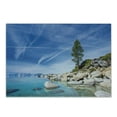 thumbnail image 1 of Lake Cutting Board, Clear Dreamy Sky over Inland Creek Surrounded by Land Liquid Surface of Earth Print, Decorative Tempered Glass Cutting and Serving Board, Small Size, Blue Grey, by Ambesonne, 1 of 1