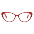 thumbnail image 2 of Women's Red Cat Eye Reading Glasses 3.00 Spring Hinge Plastic Lightweight Readers +3.00, 2 of 4