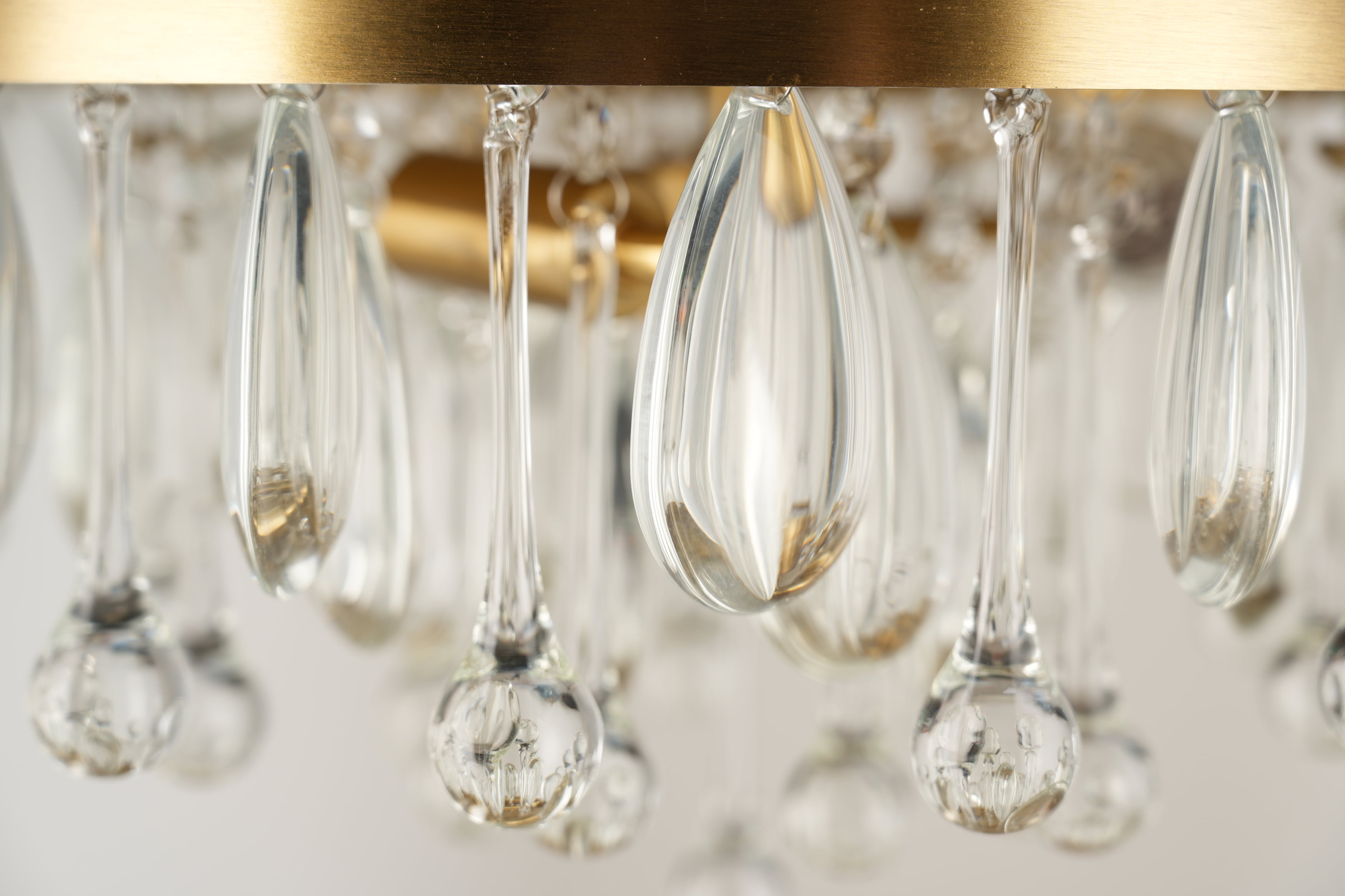 Kenroy Home Cascade 13'' Flush Mount Ceiling Light Fixture with Tiered Rows of Cascading Glass Crystal Beads for Entryway, Living Room, Dining Room, or Bedroom, Brushed Gold