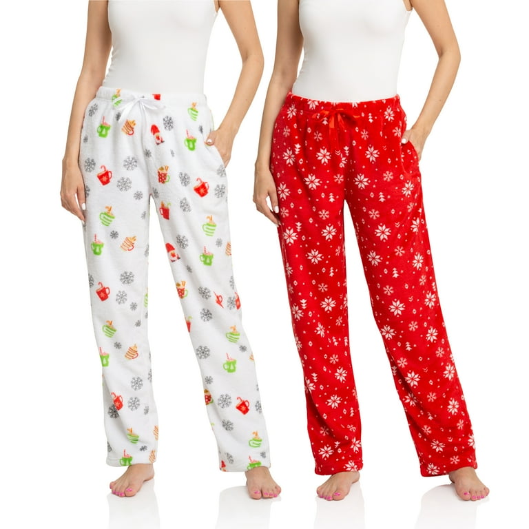Christmas Pajamas for Women Cute Fleece Pajama Pants 2 Pack