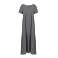 thumbnail image 6 of Casual Summer Dresses for Women, Fashion Women's Casual Short Sleeve Solid V-Neck Ladies Dress Long Dress(Gray,S), 6 of 7