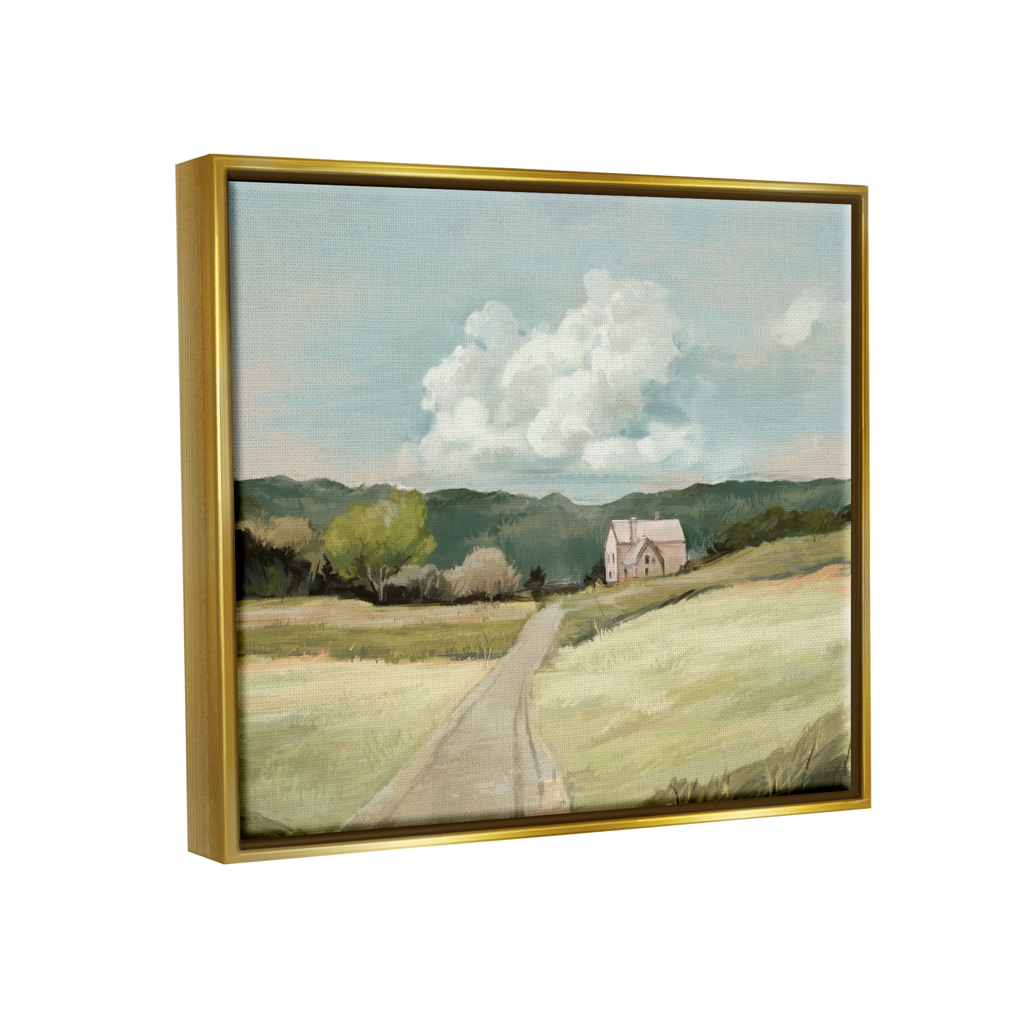 Stupell Industries Road Leading Home Countryside Mountain Landscape Metallic Gold Framed Floating Canvas Wall Art, 24x30, by Ziwei Li