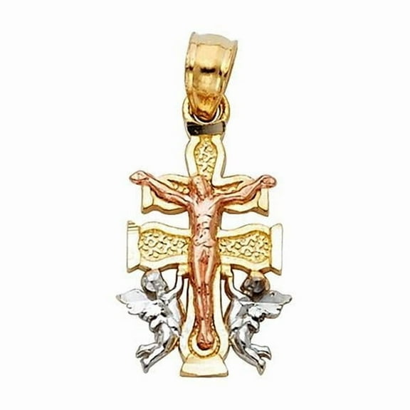 Jewelry 14k Tri-tone Gold Caravaca Cross Pendant