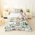 thumbnail image 2 of Castle Fairy Cute Town Road Twin Comforter Sets 3-Piece for Kids, Whimsical House Car Bedding Set for Bedroom, Green Yellow, 2 of 6