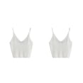 thumbnail image 2 of Jumpingount Chaleco de tirantes para mujer Chaleco de verano de color sólido sin mangas sexy con cuello en V, blanco blanco 2piezas Jumpingount CBP139624, 2 of 6