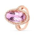 thumbnail image 5 of Natural Pink Amethyst Oval Rose Gold Over Silver Large Amethyst Statement Ring For Her- Pink Amethyst Oval Halo Ring for Women, 5 of 12