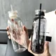 thumbnail image 3 of Botella de agua de vidrio libre de BAP de 350/450/750 ml con pajita Time Maker, 2 tapas, taza para beber leche y jugo transparente kawaii, regalo simple, 3 of 6