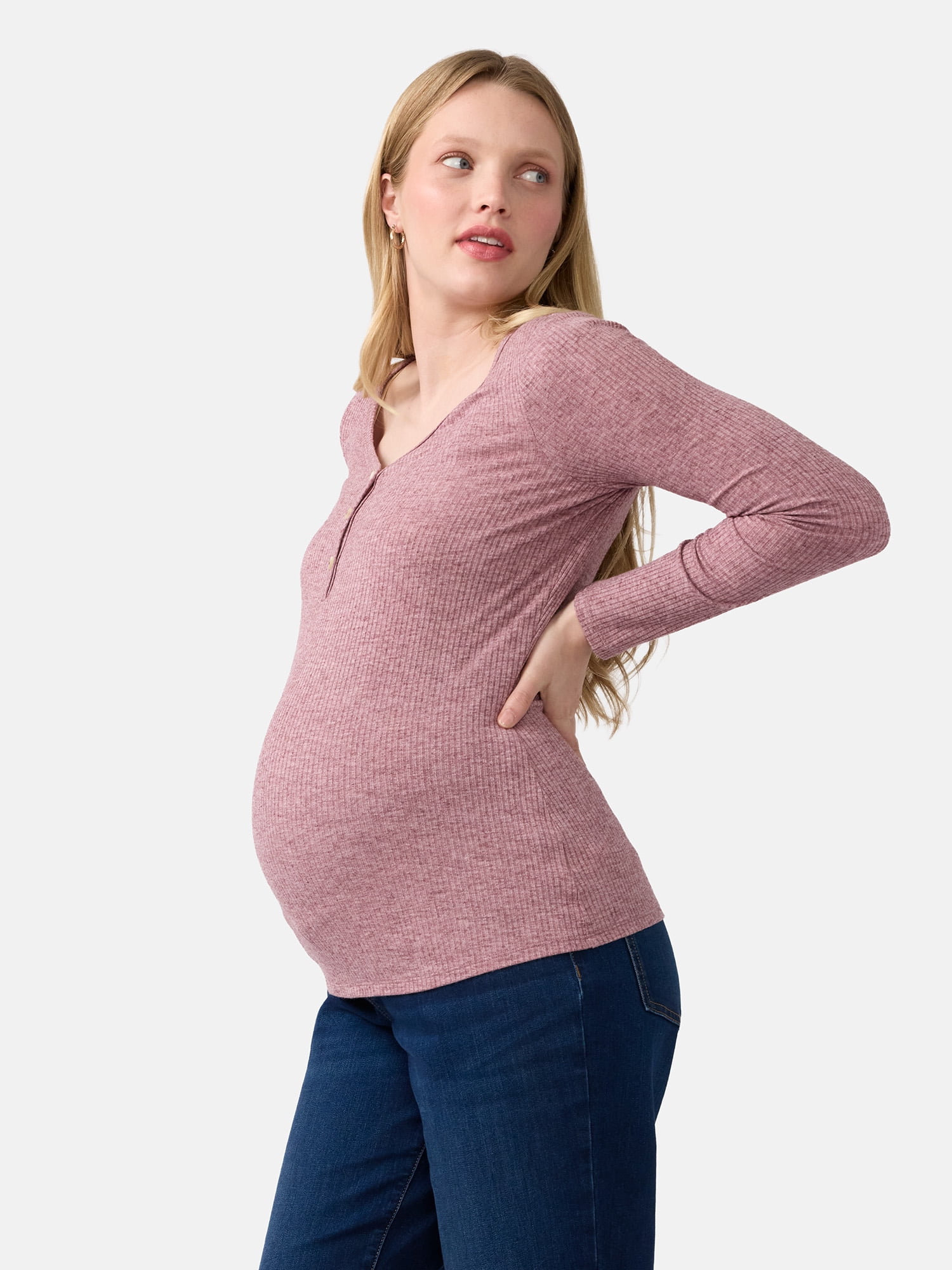 Ingrid & Isabel For Every Belly Women's Maternity Henley Shirt, Sizes S-XXL