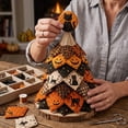 thumbnail image 4 of Halloween Quilted Fabric Tree Decoration for Tabletop Display, Black Cat and Pumpkin Patchwork Ornament for Indoor Home Decor, DIY Seasonal Craft Kit for Fall Holidays, 11.8 Inch, 4 of 7