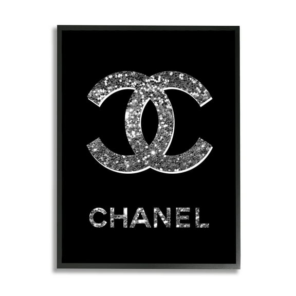 Stupell Industries Black Gleaming Glam Symbol Typography Painting Black Framed Art Print Wall Art, 11 x 14
