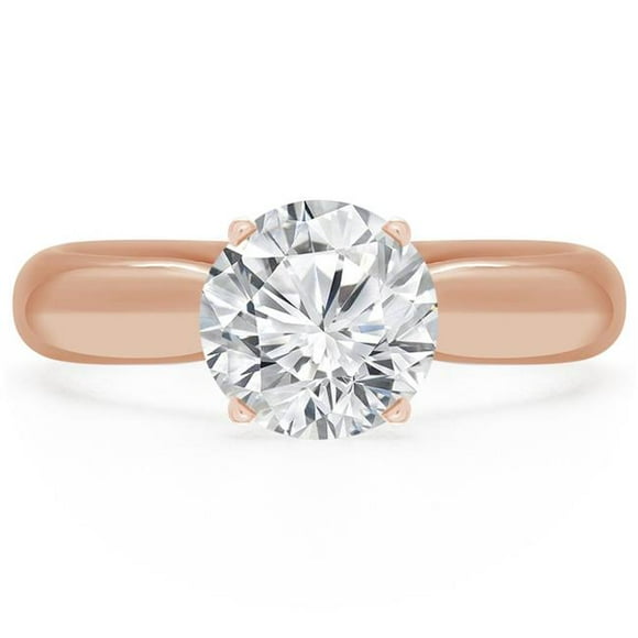 Majesty Diamonds MD190548-P 0.5 CT Round Diamond Solitaire Engagement Ring in 14K Rose Gold