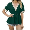 thumbnail image 2 of Womens T Shirts Fashion Women's Short Sleeve V-Neck Loose Tops Blouse Puff Sleeve Prinded clothes under $25.00, 2 of 5