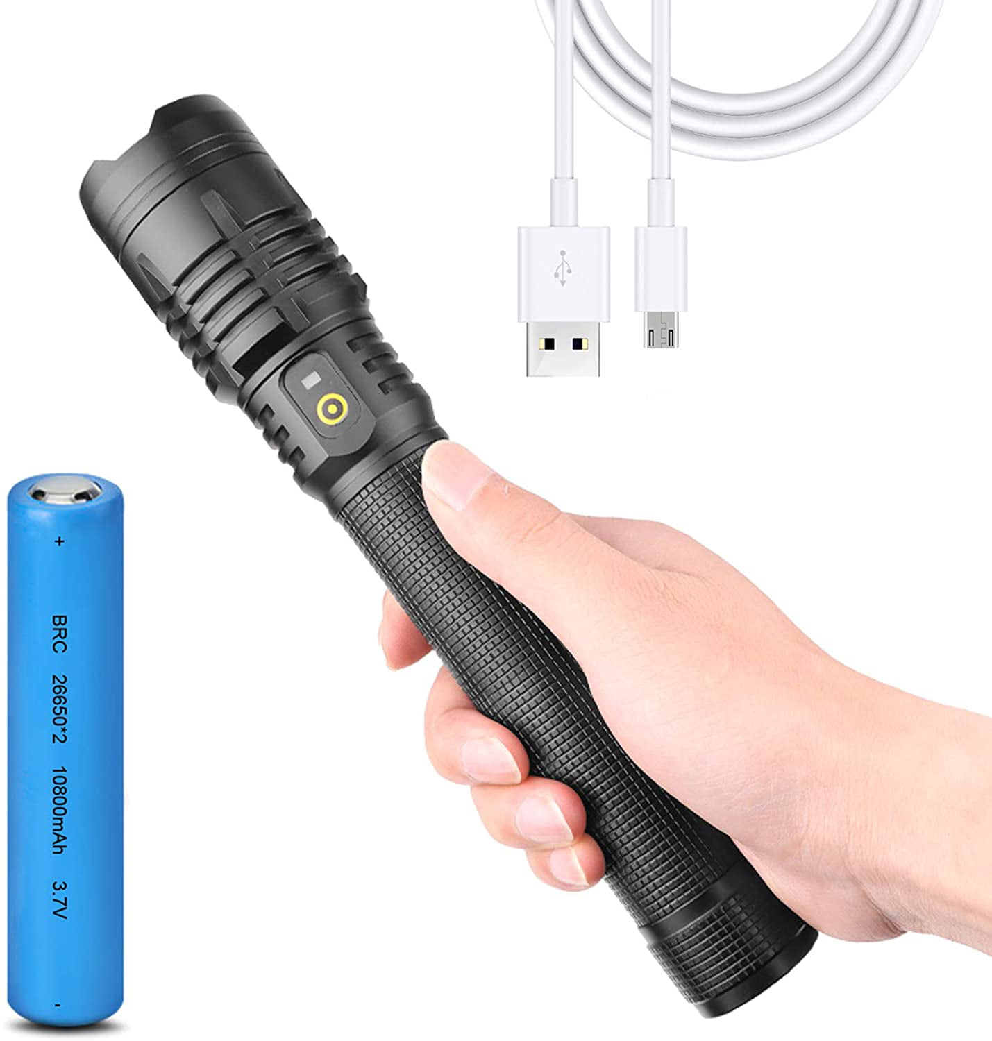 Super Bright 50000LM T6 LED Flashlight USB Rechargeable Zoom Torch 3Mode Camping 