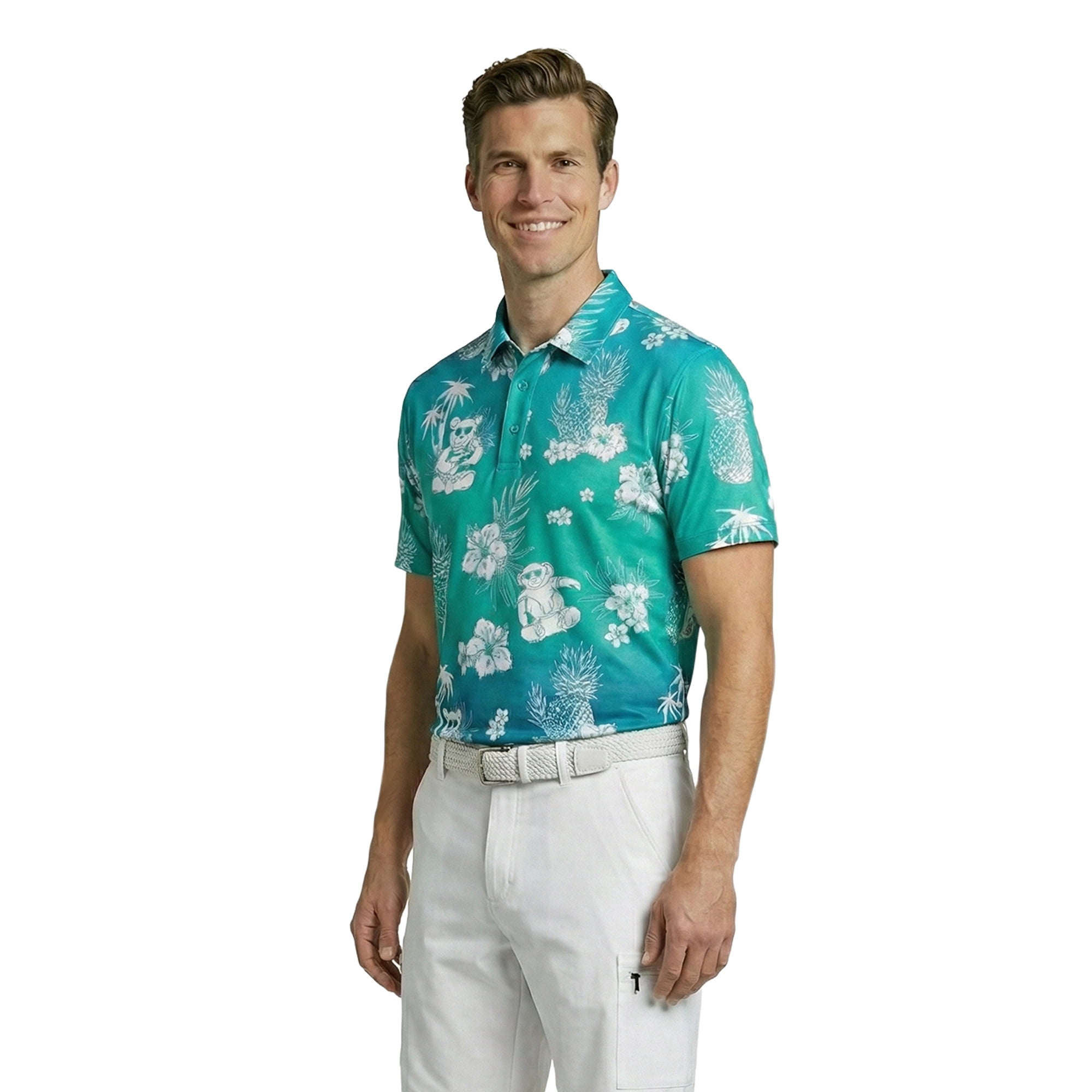 Birdie Bound Men's and Big & Tall Ombre Teddy Print Polo Shirt, Sizes XS-4XLT