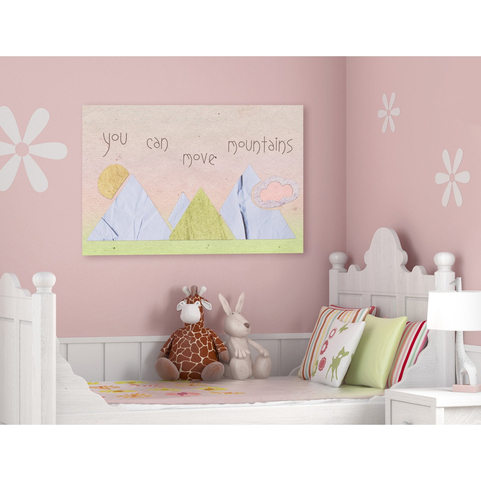 The Stupell Home Décor Collection Never Stop Exploring Mountain Collage Pink Stretched Canvas Wall Art 16 x 20