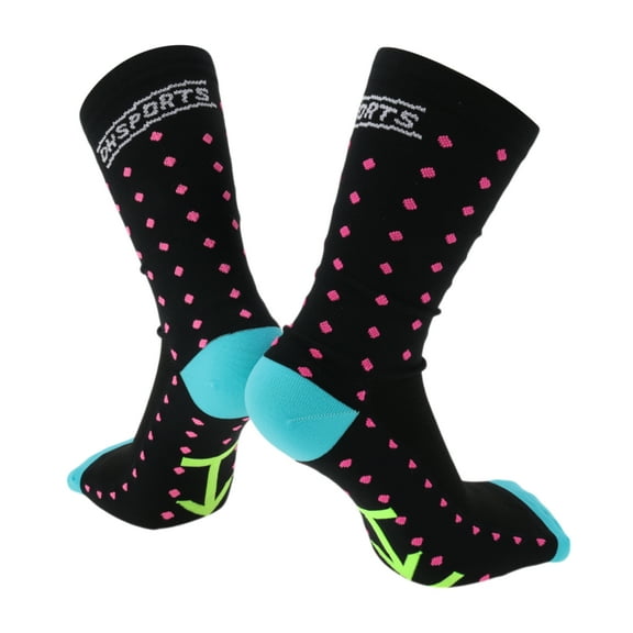 Unique Bargains Cycling Socks Breathable Shaping Sweat-Absorbent Deodorizing Anti-Friction Outdoor Bike Socks Black Pink Size l Neutral and Universal 1 Pair