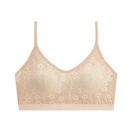 

Youmylove Women Bra Brassiere Comfortable Bralette Beautiful Back Underwear Small Gathered Wirelesss Fixed Cup Bra Lace Bra