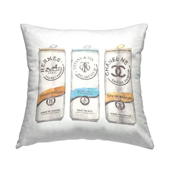 Stupell Industries Various Trendy Fashion Brand Beverage Cans Design by Ziwei Li Throw Pillow