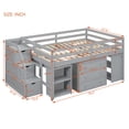 thumbnail image 3 of Full Size Low Loft Bed with Retractable Writing Desk and 3 Drawers, Wooden Loft Bed Frame with Storage Stairs and Shelves, for Kids Teens Boys Girls, Sturdy Slats Support, Gray, 3 of 9