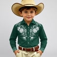 thumbnail image 2 of JAJAHO Western Cowboy Shirts For Boys Kids Long Sleeve Floral Retro Style Button Down Collared Shirts 4-13Y Comfy Tops, 2 of 4