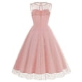 thumbnail image 3 of IBTOM CASTLE Women's 1950s Vintage Dress Short Sleeve Heart Print Mesh Retro Evening Prom Cocktail Party Swing A Line Dress S Pink - Pink Heart, 3 of 8