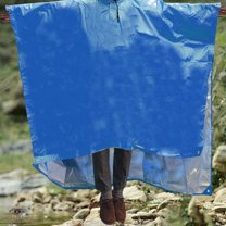 Segolike Rain Poncho Emergency Waterproof Pullover with Hood and Drawstring Raincoat Jacket for Backpacking Hiking Fishing Outdoor Men Blue