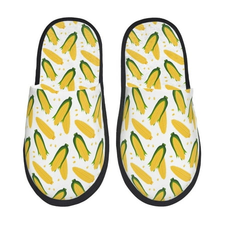 Balery Corn On The Cob Slient Indoor Furry Fleece Comfort House Shoes Soft Non-Slip Home Shoes Cotton slippers House Slippers-- Medium