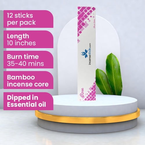 Rose Incense 10" inch 12 Sticks Pack: 10 Packs
