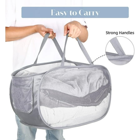 YEAHIBABY Foldable Yeahibaby Mesh Laundry Basket with Handle for Large Capacity Storage