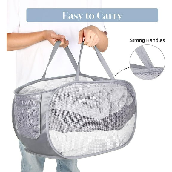 YEAHIBABY Foldable Yeahibaby Mesh Laundry Basket with Handle for Large Capacity Storage