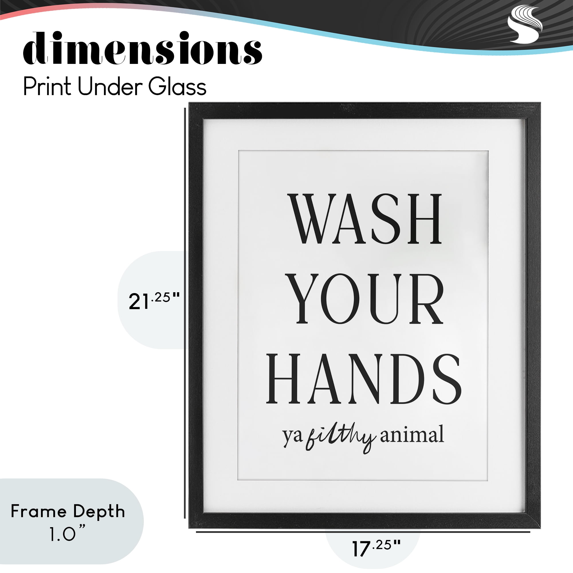 Stupell Industries Wash Your Hands Funny Reminder Black Framed Print Under Glass, design by Lettered and Lined