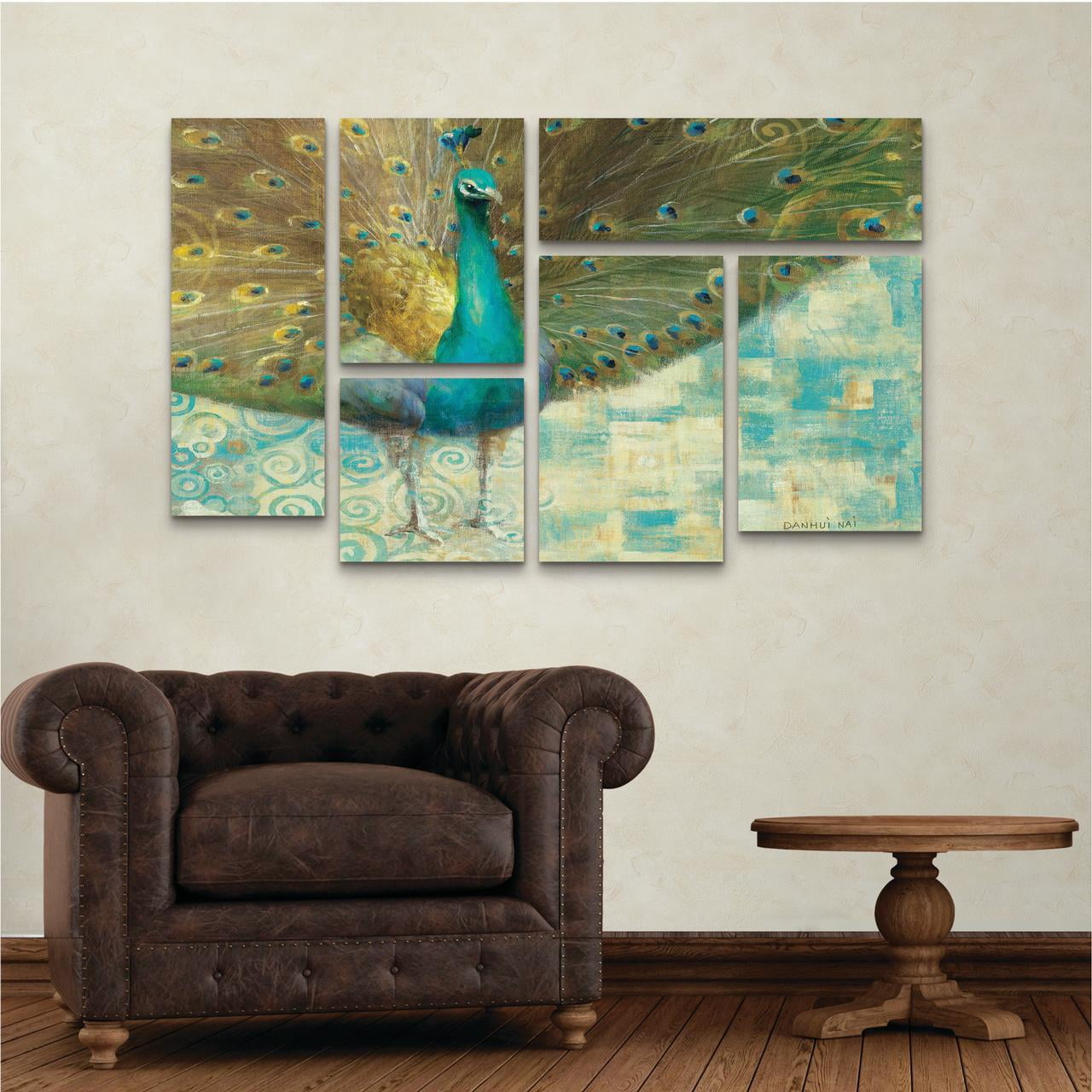 Trademark Fine Art 'Teal Peacock on Gold' Canvas Art by Danhui Nai