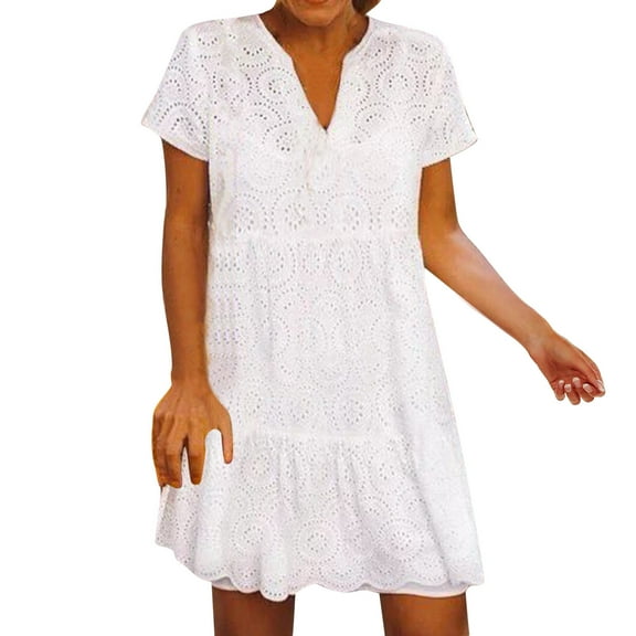 Sngxgn Women's Color Block Tiered Summer Dresses Adjustable Strap Flowy Dress Beach Sundress(White,S)