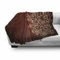 thumbnail image 3 of Burgundy Soft Flannel Fleece Throw Blanket, Floral Swirls Ivy Image Ombre Details Grunge Backdrop Flower Artwork, Cozy Plush for Indoor and Outdoor Use, 70" x 90", Cream Ruby, by Ambesonne, 3 of 6