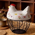 thumbnail image 7 of Chicken Egg Basket, Wire Egg Collection Baskes with Ceramic Lid for Gathering Fresh Eggs, Chicken Egg Holder, Decorative Farmhouse Cute Eggs Storage Container for Kitchen, Countertop, 7 of 7