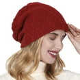 thumbnail image 2 of Dyfzdhu Winter Warm Knitted Beanie Hats Women Men Casual Outdoor Sports Wool Ski Pile Cap Red, 2 of 5