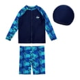 thumbnail image 3 of Gelikeya Kids Rash Guard Set Boys Long Sleeve Swim Trunks and Swim Shirt Sets with Hat 3 Piece Swimsuits Z02 Navy, 4-5 Years, 3 of 4