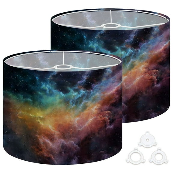 Lamp Shades Set of 2 Easy Assembly Colorful Space Drum Lampshades for Table Lamps Floor Lamps Pendant Light 13"x13"x10" Replacement Lamp Shade