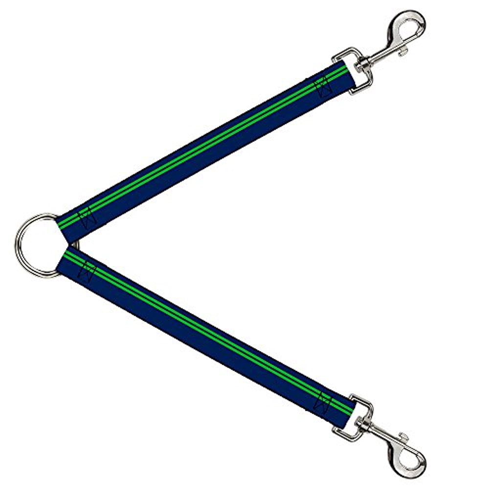 Buckle-Down Dog Leash Splitter Racing Stripe Navy Bright Green 1 Foot Long 1 Inch Wide