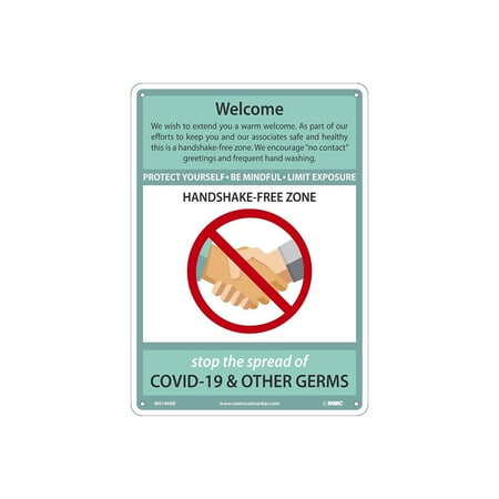 UPC: 0887481158945 | National Marker Wall Sign  Welcome. Handshake-Free Zone   Plastic 14  x 10  Green/White (M0146RB)