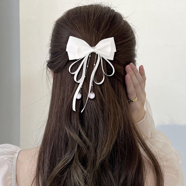 Pinza para el pelo con lazo de cinta y borlas de flores para la cabeza, horquilla dulce de hadas, accesorio para el pelo, tocado, accesorios para el cabello