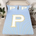 thumbnail image 2 of Feelyou Initial P Letter Twin Sheet Sets for Kid, Fashion Stripes Ombre Twin Fitted Sheet, Fairy Tale Princess Flat Sheet, Microfiber Bedroom Decor, 3pcs, 2 of 7