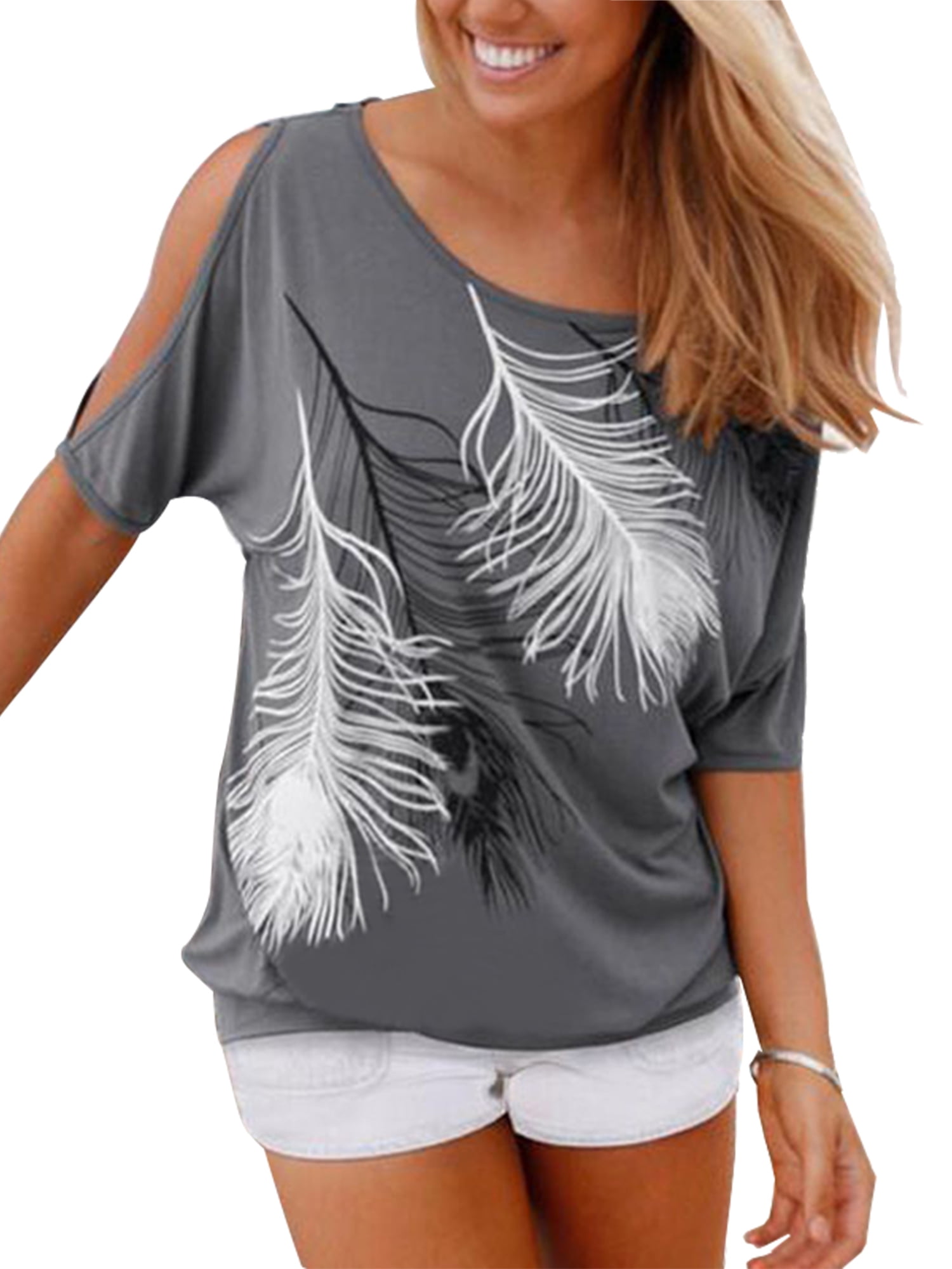 Boho Casual Loose Short Sleeve T Shirts Blouse Tops for Women Summer ...