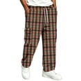 thumbnail image 3 of GrmtClth Plaid Pants for Men Elastic Waist Loose Lounge Checkered Sleepwear with Pockets Red 2XL, 3 of 6