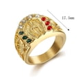 thumbnail image 2 of Lordluxury 14k Yellow Gold Punk Fashion Virgin Mary Men's Proposal Ring Exaggerated Micro-set Date Wedding Big Ring B213, 2 of 6