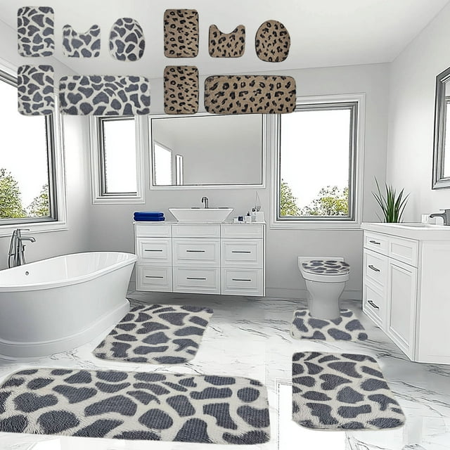 Bathroom Rugs 5 Piece under $5! CQCYD 5 Piece Bathroom Rug Set, Family Bath Mat Collection, Spa Style Bathroom Decor, Guest Bathroom Mat Set, Master Bathroom Floor Mats